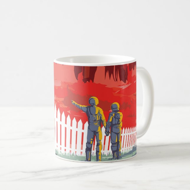 Retro Space Poster Of Kepler-186f. Coffee Mug (Front Right)