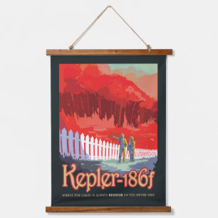 Retro Space Poster Of Kepler-186f. Hanging Tapestry