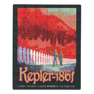 Retro Space Poster Of Kepler-186f. Jigsaw Puzzle