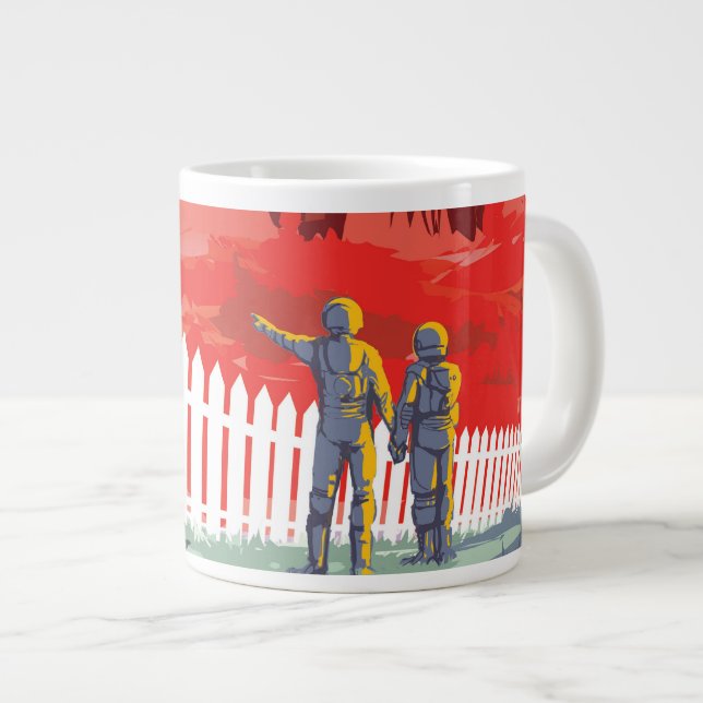 Retro Space Poster Of Kepler-186f. Large Coffee Mug (Front Right)