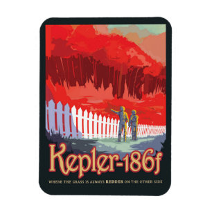 Retro Space Poster Of Kepler-186f. Magnet