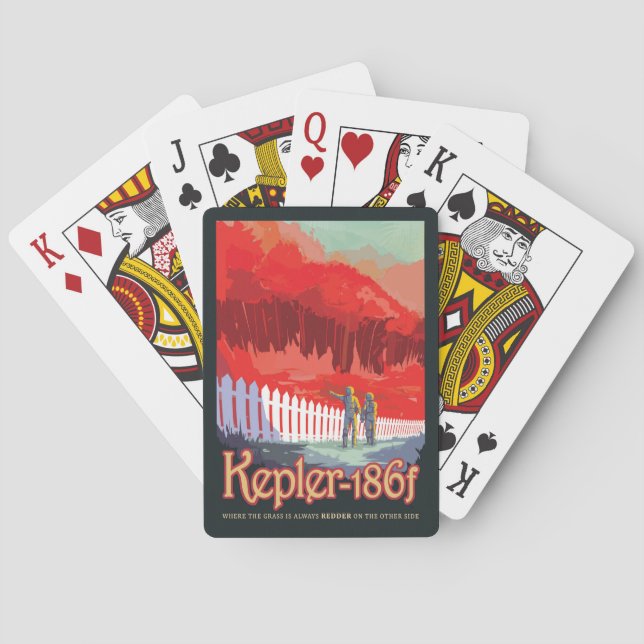 Retro Space Poster Of Kepler-186f. Playing Cards (Back)