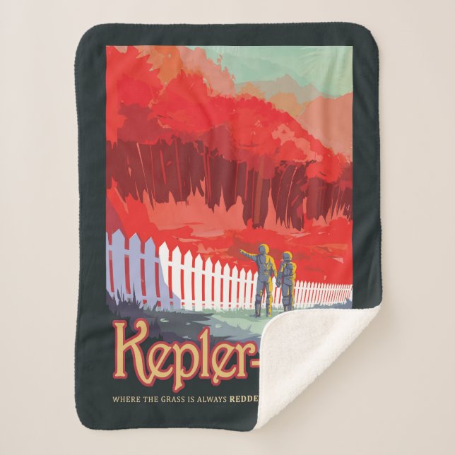 Retro Space Poster Of Kepler-186f. Sherpa Blanket (Front)