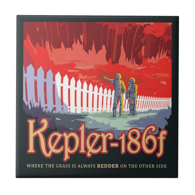 Retro Space Poster Of Kepler-186f. Tile (Front)