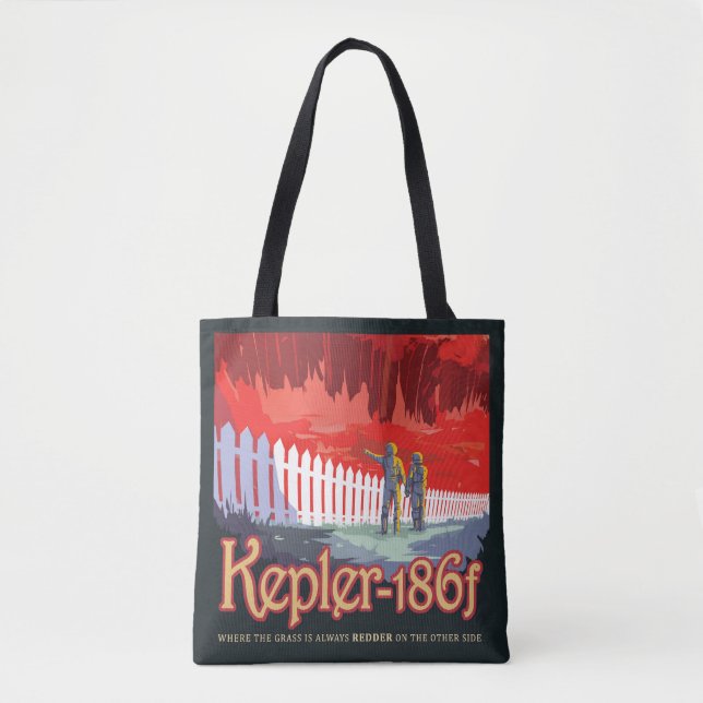 Retro Space Poster Of Kepler-186f. Tote Bag (Front)