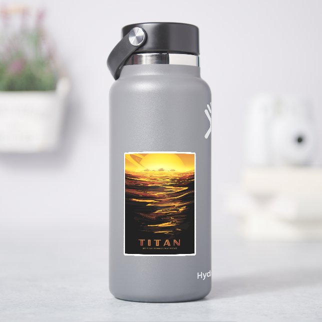 Retro Space Poster-Saturn's Largest Moon, Titan. (HydroFlask)