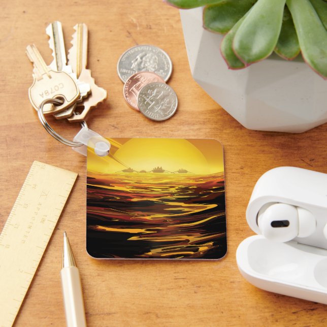 Retro Space Poster-Saturn's Largest Moon, Titan. Key Ring (Desk)