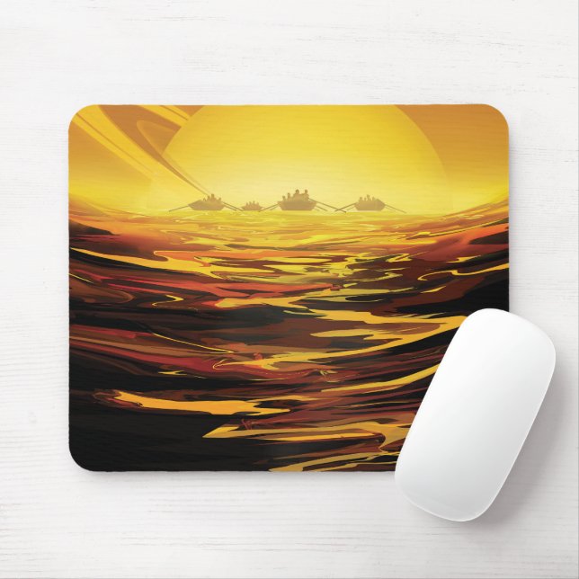 Retro Space Poster-Saturn's Largest Moon, Titan. Mouse Mat (With Mouse)