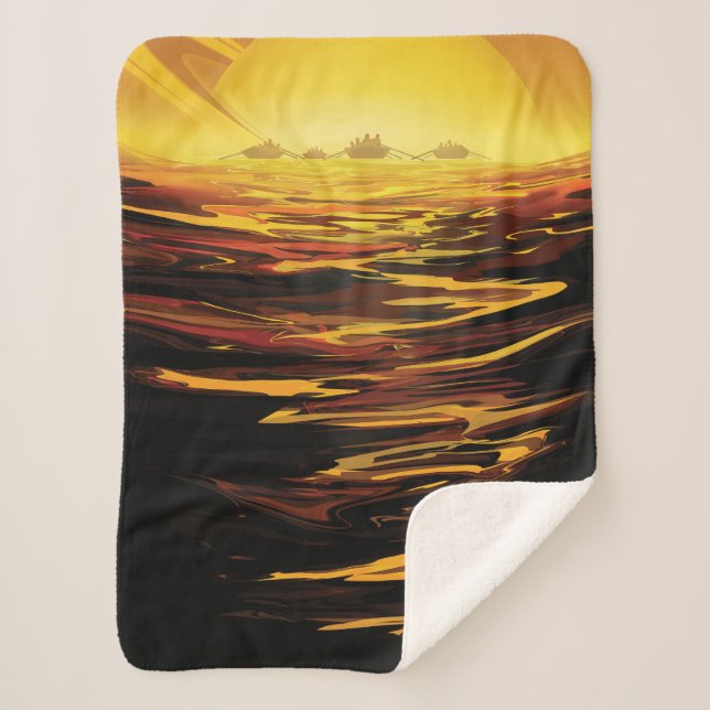Retro Space Poster-Saturn's Largest Moon, Titan. Sherpa Blanket (Front)