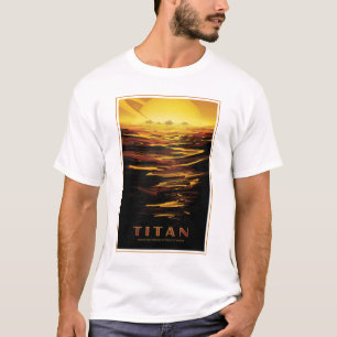 Retro Space Poster-Saturn's Largest Moon, Titan. T-Shirt