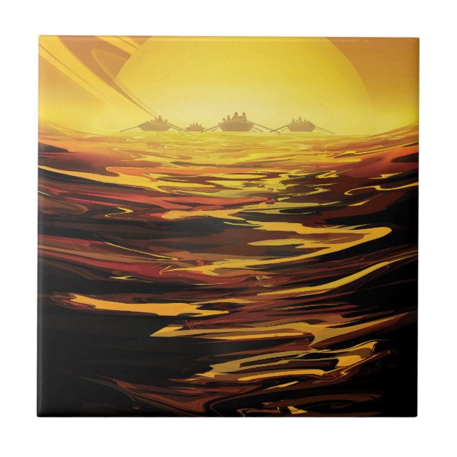 Retro Space Poster-Saturn's Largest Moon, Titan. Tile (Front)