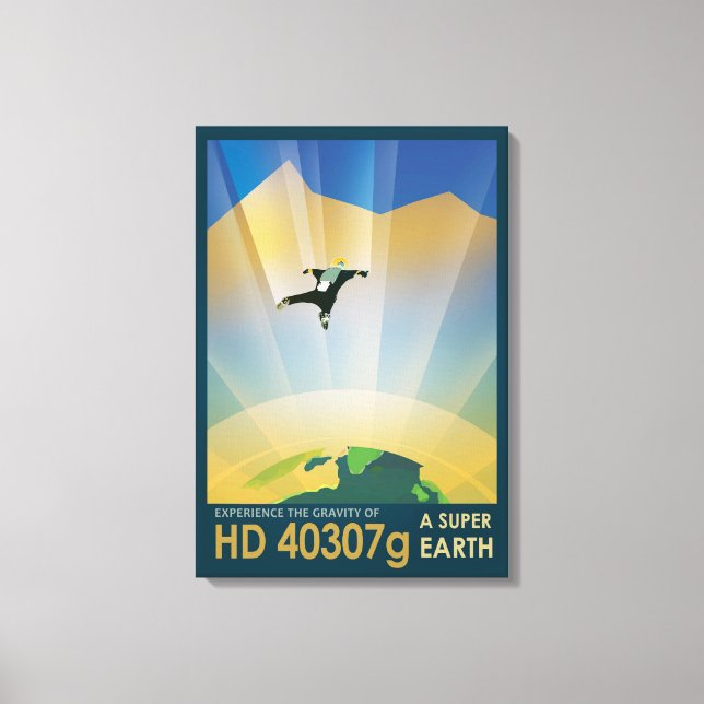 Retro Space Poster-The Gravity Of A Super Earth Canvas Print (Front)