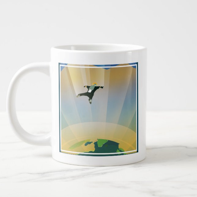 Retro Space Poster-The Gravity Of A Super Earth Large Coffee Mug (Left)