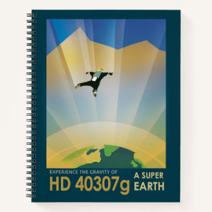 Retro Space Poster-The Gravity Of A Super Earth Notebook