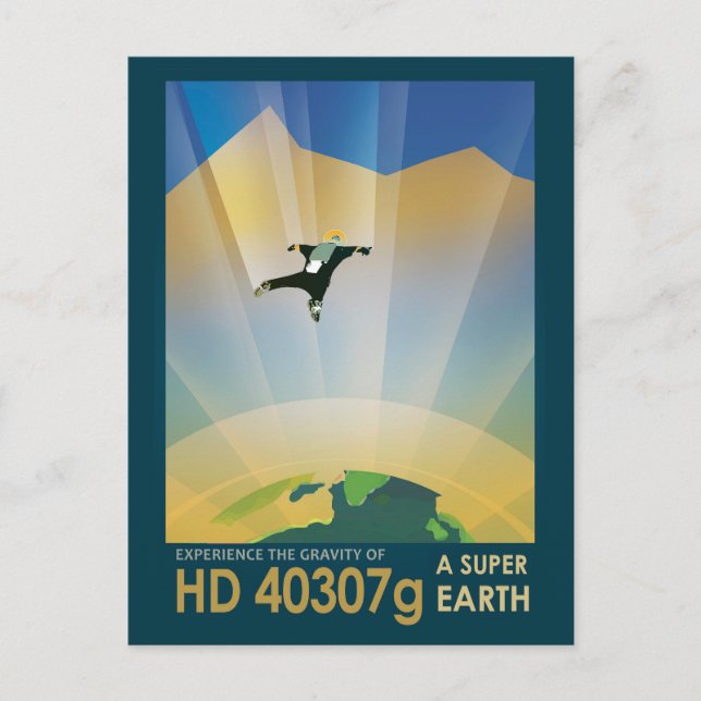 Retro Space Poster-The Gravity Of A Super Earth Postcard (Front)