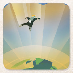 Retro Space Poster-The Gravity Of A Super Earth Square Paper Coaster