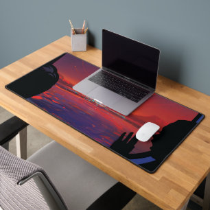 Retro Space Poster - Viewers Observe Trappist-1e. Desk Mat