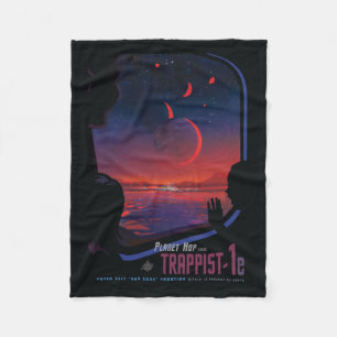 Retro Space Poster - Viewers Observe Trappist-1e. Fleece Blanket
