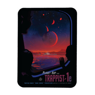 Retro Space Poster - Viewers Observe Trappist-1e. Magnet
