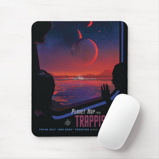 Retro Space Poster - Viewers Observe Trappist-1e. Mouse Mat (With Mouse)