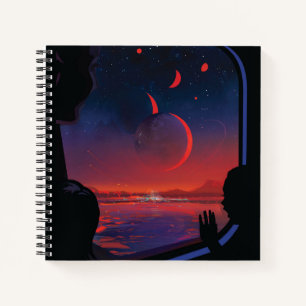 Retro Space Poster - Viewers Observe Trappist-1e. Notebook
