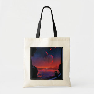 Retro Space Poster - Viewers Observe Trappist-1e. Tote Bag