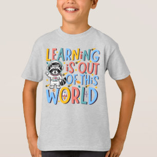 Retro Space Racoon Learning Is Out of This World T-Shirt