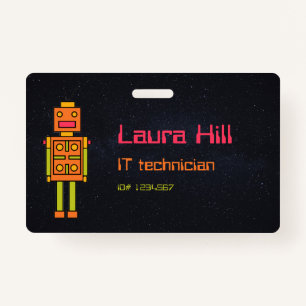 Retro Space Robot Company Name Badge ID Badge
