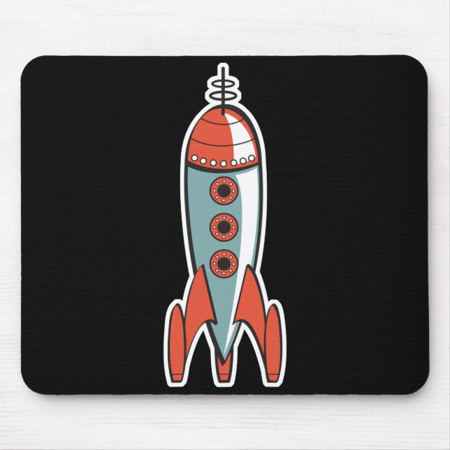 retro space rocket mouse mat (Front)