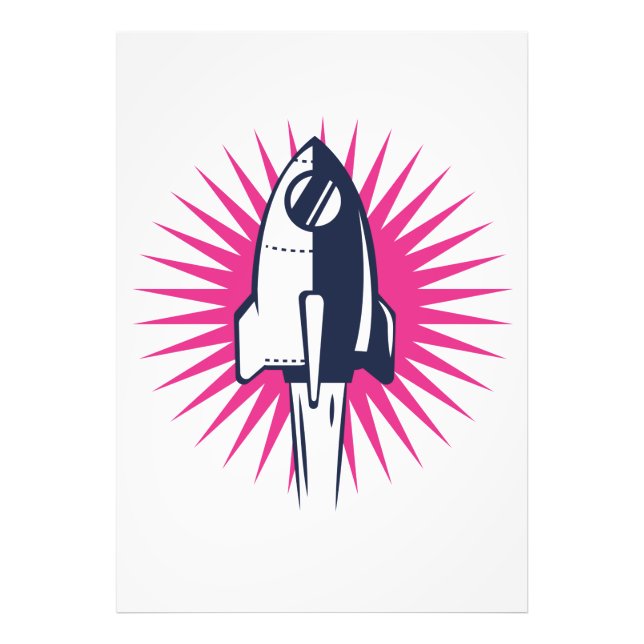 Retro Space Rocket Photo Print (Front)