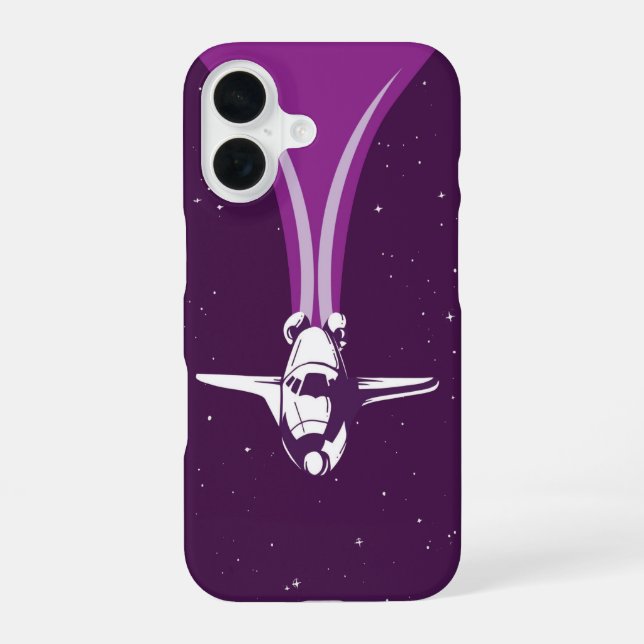 Retro Space Shuttle Galaxy iPhone 16 Case (Back)