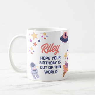 Retro Space Themed Customisable Birthday Coffee Mug