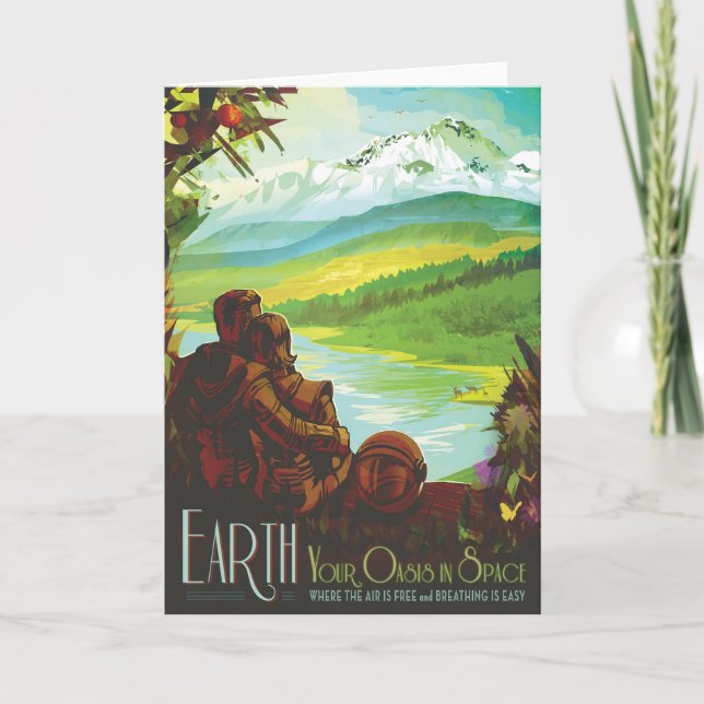 Retro Space Travel Poster-An Earth Science Mission Card (Front)