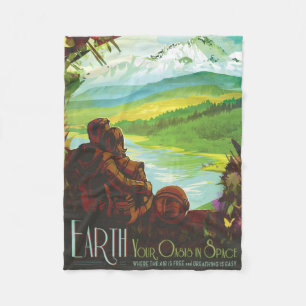 Retro Space Travel Poster-An Earth Science Mission Fleece Blanket