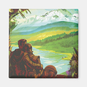 Retro Space Travel Poster-An Earth Science Mission Magnet