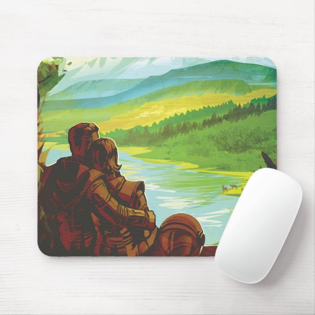 Retro Space Travel Poster-An Earth Science Mission Mouse Mat (With Mouse)