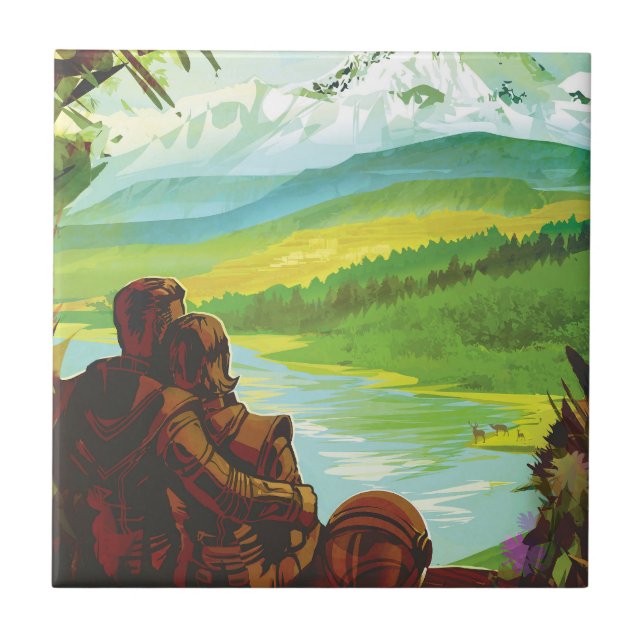 Retro Space Travel Poster-An Earth Science Mission Tile (Front)