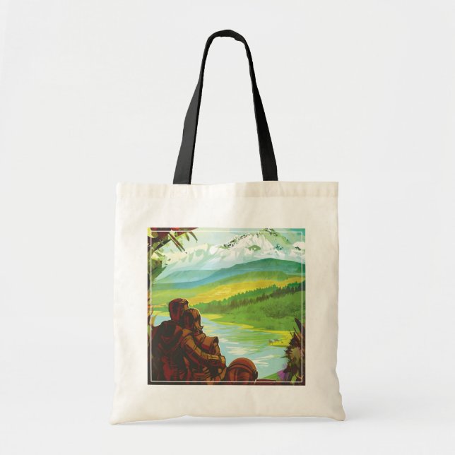 Retro Space Travel Poster-An Earth Science Mission Tote Bag (Front)