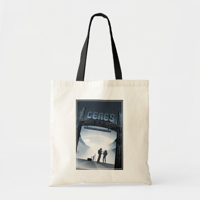 Retro Space Travel Poster-Dwarf Planet Ceres. Tote Bag (Front)