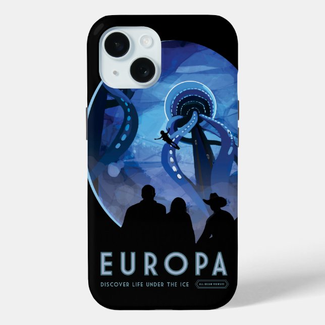 Retro Space Travel Poster- Jupiter's Moon Europa. Case-Mate iPhone Case (Back)