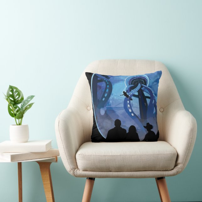 Retro Space Travel Poster- Jupiter's Moon Europa. Cushion (Chair)