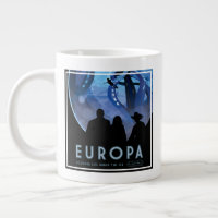 Retro Space Travel Poster- Jupiter's Moon Europa.