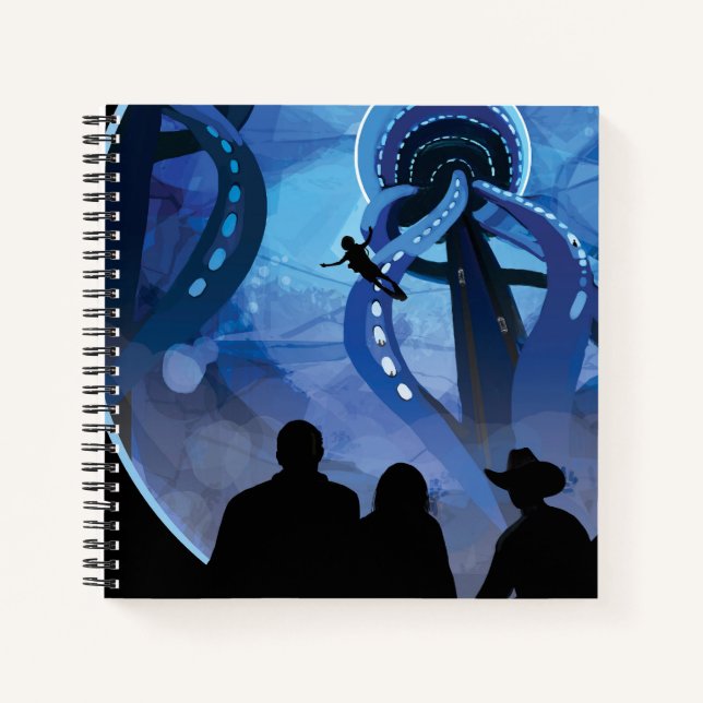 Retro Space Travel Poster- Jupiter's Moon Europa. Notebook (Front)