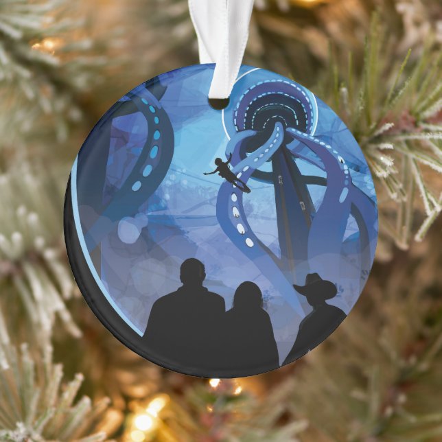 Retro Space Travel Poster- Jupiter's Moon Europa. Ornament (Tree)