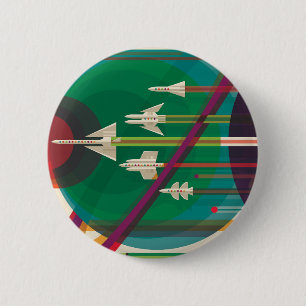 Retro Space Travel Poster- Solar System Grand Tour 6 Cm Round Badge