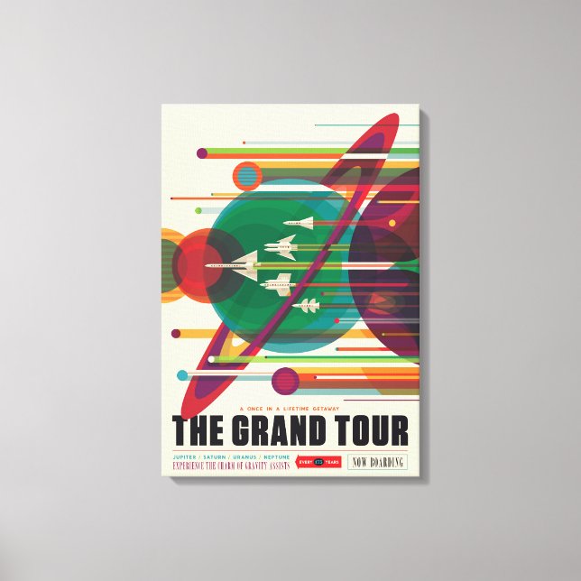 Retro Space Travel Poster- Solar System Grand Tour Canvas Print (Front)