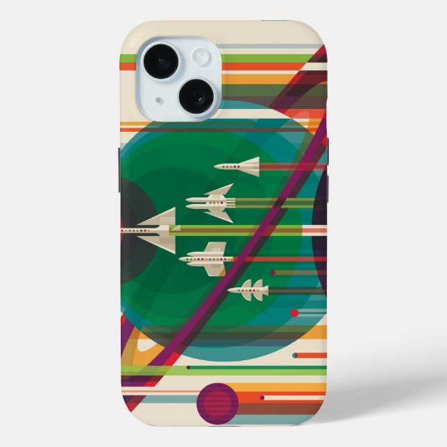 Retro Space Travel Poster- Solar System Grand Tour Case-Mate iPhone Case (Back)