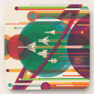 Retro Space Travel Poster- Solar System Grand Tour Coaster