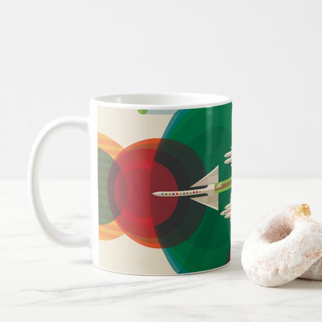 Retro Space Travel Poster- Solar System Grand Tour Coffee Mug (With Donut)