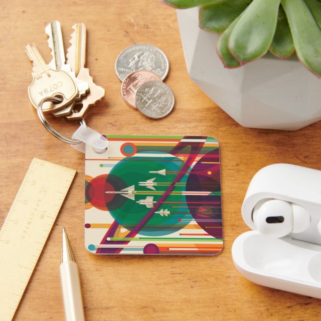 Retro Space Travel Poster- Solar System Grand Tour Key Ring (Desk)